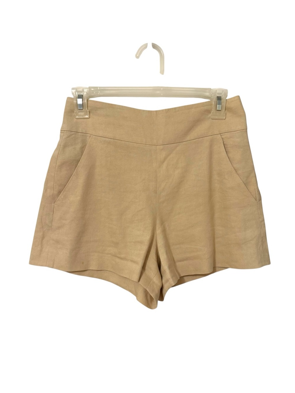 Alice and Olivia Donald High Rise Tailored Shorts Size 0 Beige Sand Linen Blend - Picture 2 of 14